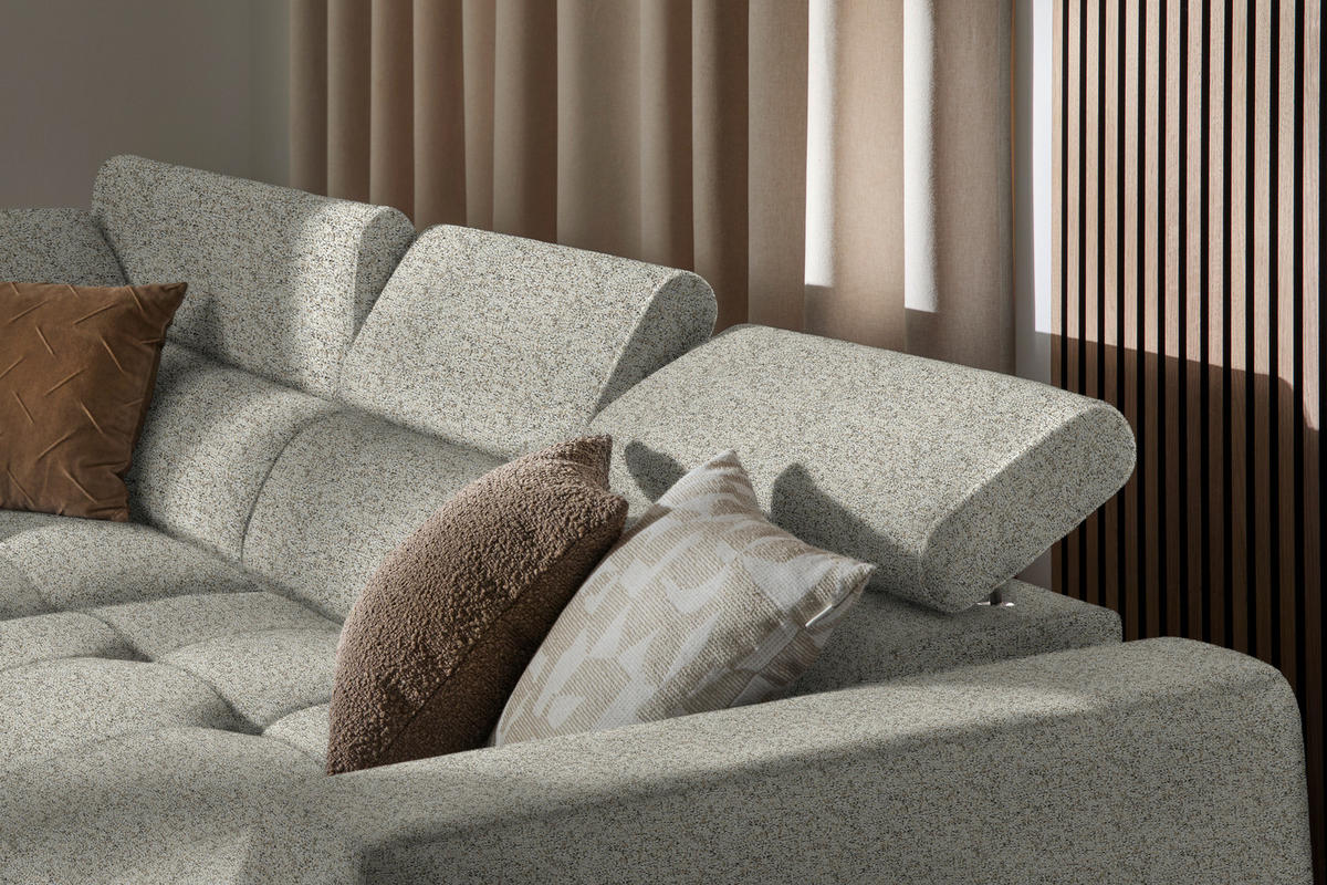 ECKSOFA in Struktur Creme  205/284 cm  - Creme/Schwarz, Design, Kunststoff/Textil (205/284cm) - Xora