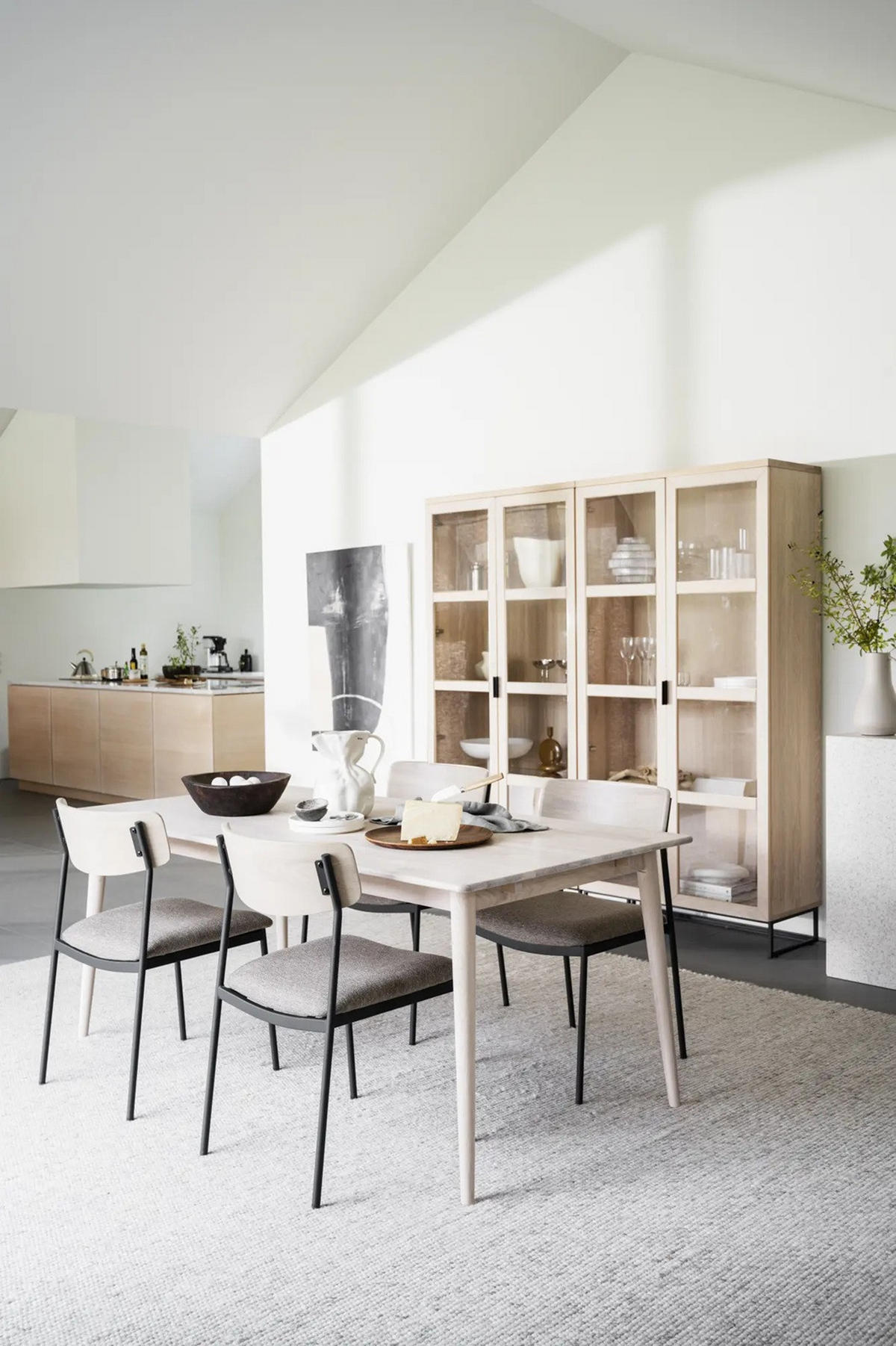 STOL  stapelbar   - beige/ek Bianco, Klassisk, metall/trä (50/83/53cm) - Rowico