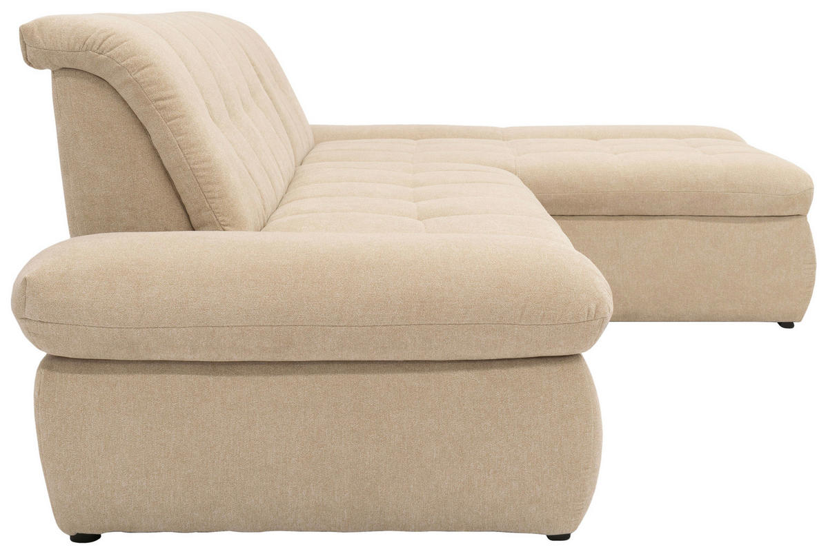 ECKSOFA Beige Mikrofaser  - Chromfarben/Beige, KONVENTIONELL, Textil/Metall (300/172cm) - MID.YOU