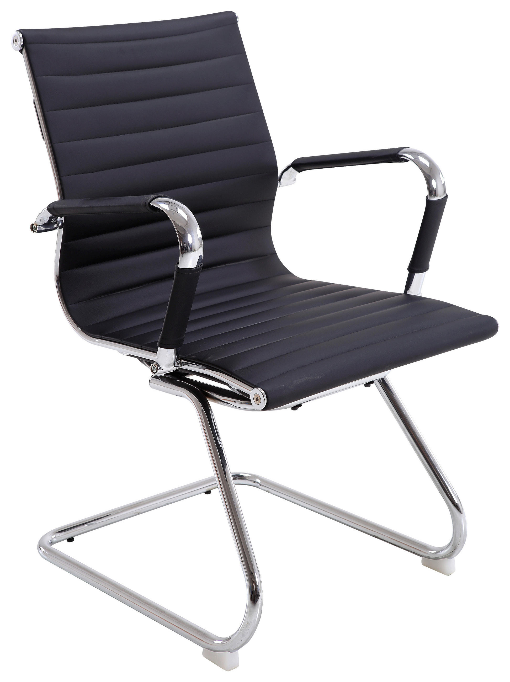 BESUCHERSTUHL Schwarz, Chromfarben  - Chromfarben/Schwarz, Design, Textil/Metall (55/88/61cm) - MID.YOU