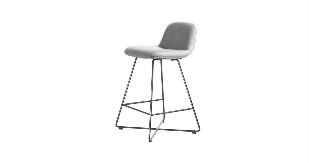 BARHOCKER in Metall, Textil Schwarz, Hellgrau  - Hellgrau/Schwarz, Basics, Textil/Metall (50/85/48cm) - Celina Home