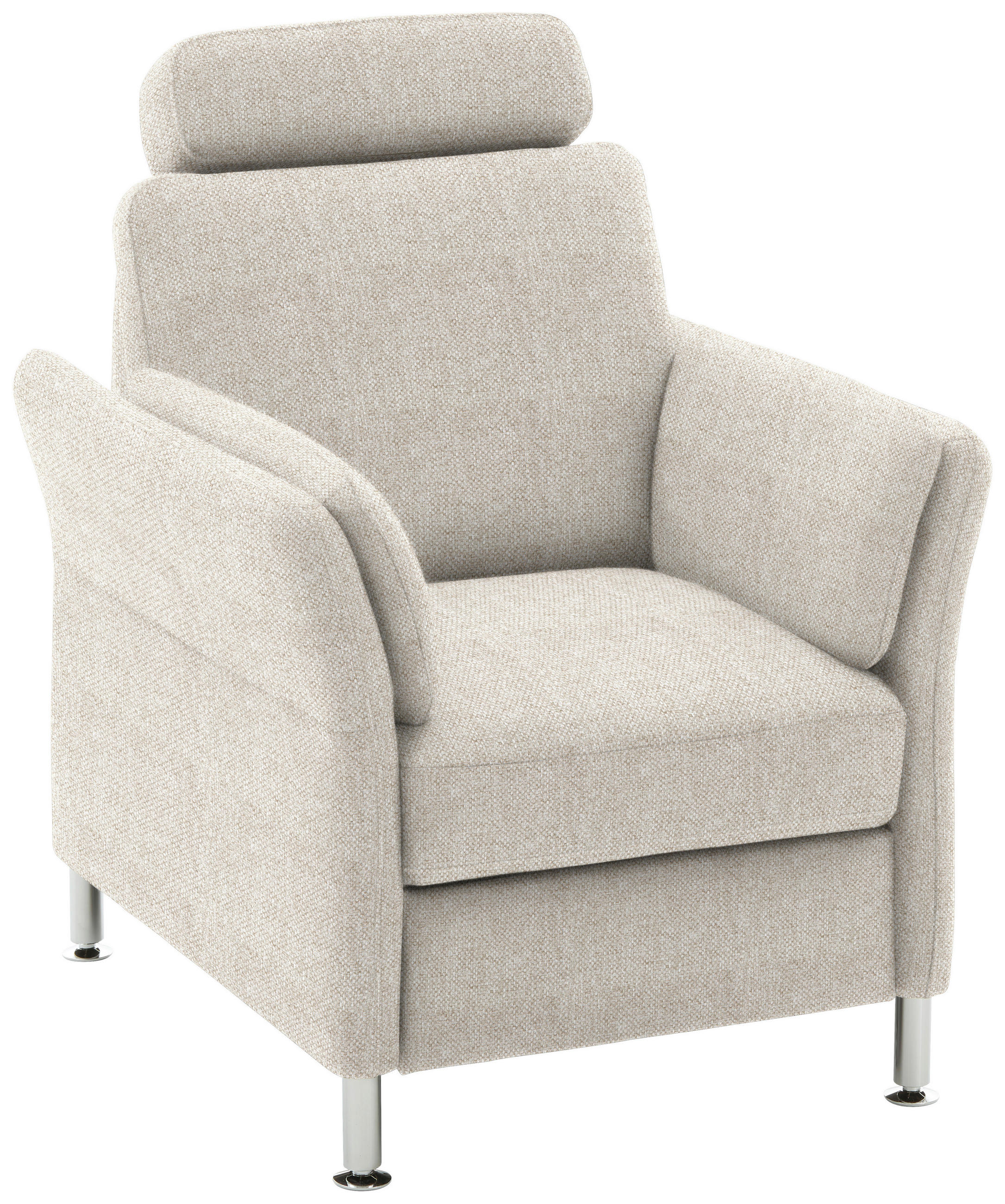 SESSEL in Flachgewebe Beige  - Chromfarben/Beige, Konventionell, Textil/Metall (86/87/93cm) - Voleo