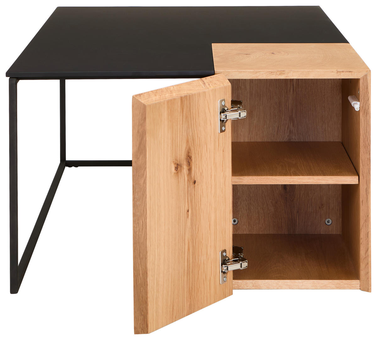 COUCHTISCH Eiche furniert rechteckig Naturfarben, Schwarz  - Schwarz/Naturfarben, Design, Holz/Holzwerkstoff (120/44/70cm) - MID.YOU