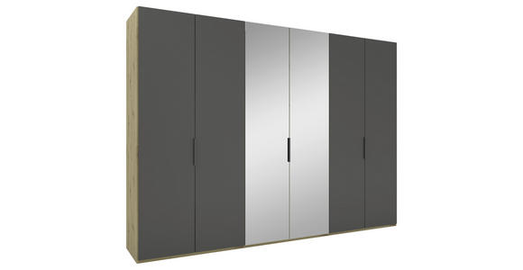 DREHTÜRENSCHRANK 300/223/62 cm 6-türig Anthrazit, Eiche Artisan - Anthrazit/Schwarz, KONVENTIONELL, Glas/Holzwerkstoff (300/223/62cm) - Novel