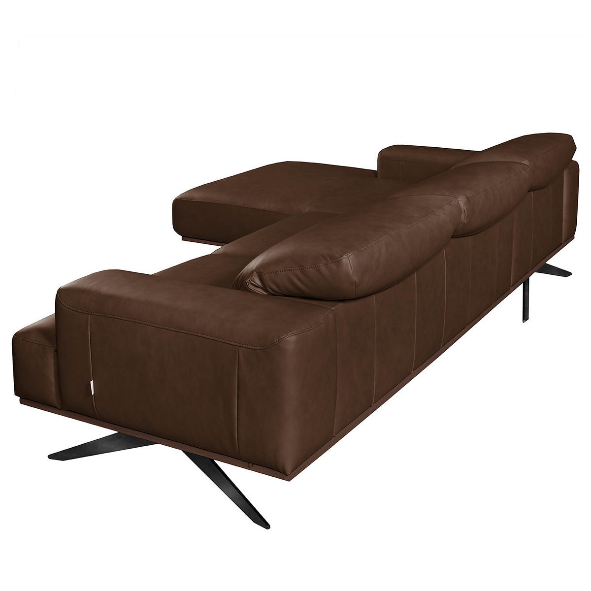 ECKSOFA  in Echtleder Dunkelbraun  187/295 cm  - Dunkelbraun/Schwarz, Design, Leder/Metall (187/295cm) - Livetastic