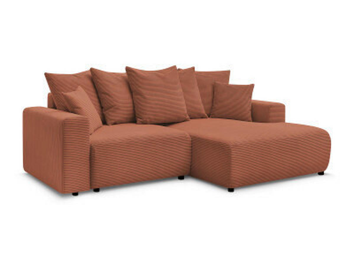 ECKSOFA Ottomane rechts  ATILLA Orange Cord  - Schwarz/Orange, MODERN, Kunststoff/Textil (244/149cm)