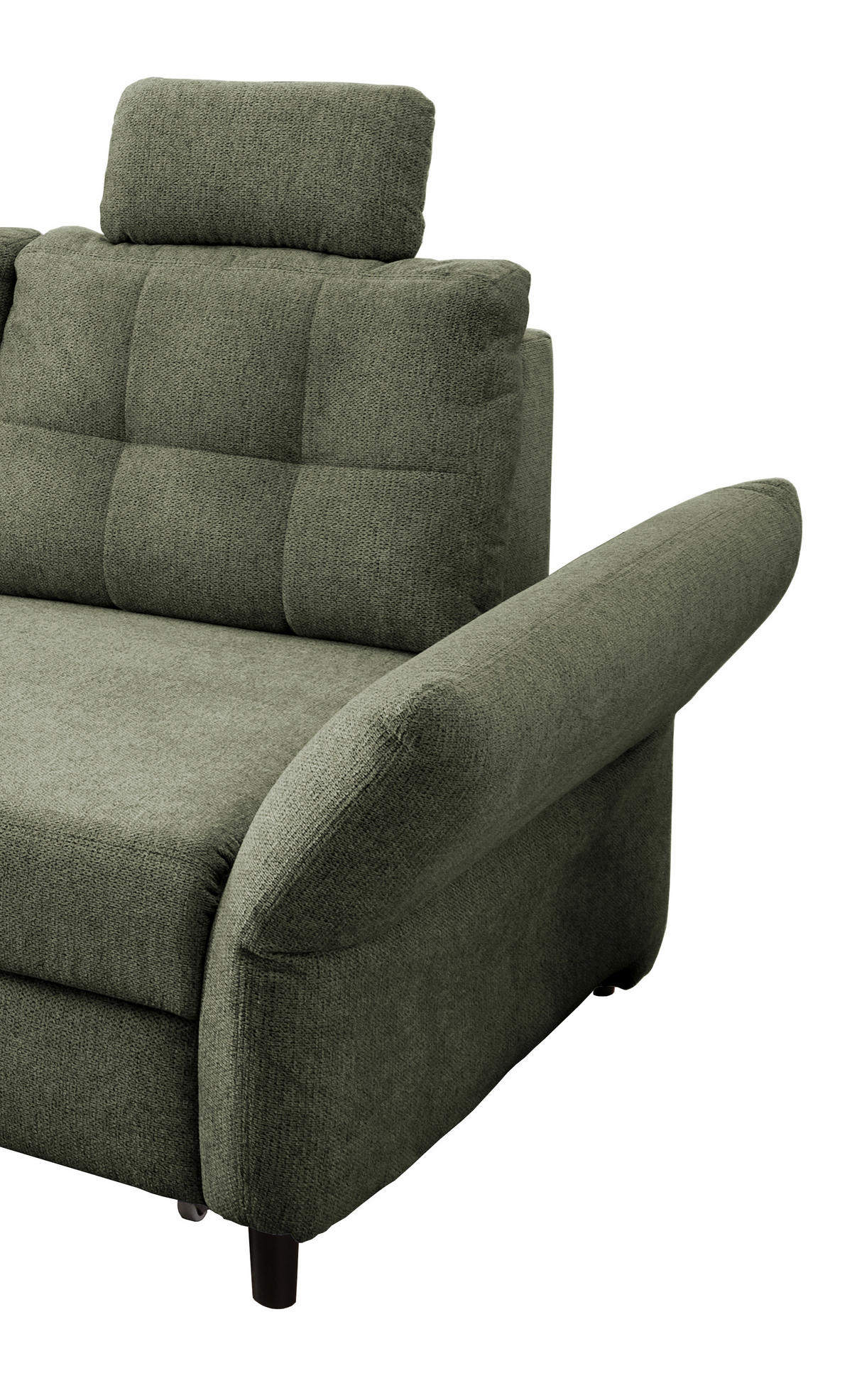 ECKSOFA in Chenille Dunkelgrün  - Dunkelgrün/Beige, Modern, Holz/Textil (176/250-280cm) - Livetastic