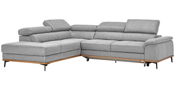 ECKSOFA Hellgrau Webstoff - Hellgrau/Schwarz, Natur, Holz/Textil (226/282cm) - Novel