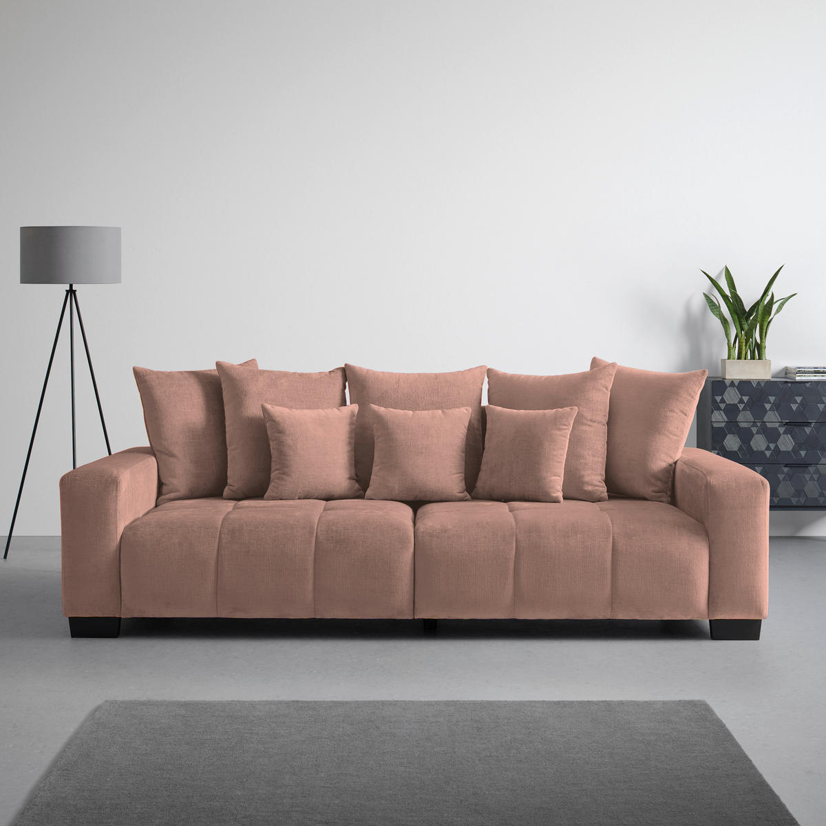 BIG SOFFA i rosa  - svart/rosa, Modern, trä (246/93/124cm) - MID.YOU