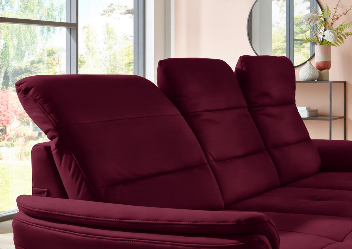 ECKSOFA in Flachgewebe Bordeaux  - Bordeaux/Schwarz, Konventionell, Textil/Metall (181/260cm) - Beldomo Speed