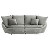 BIGSOFA MAUI Chenille Grau, Hellgrau  - Hellgrau/Schwarz, MODERN, Kunststoff/Textil (237/87/131cm) - Trendmanufaktur