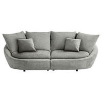 BIGSOFA Chenille Grau, Hellgrau  - Hellgrau/Schwarz, Modern, Kunststoff/Textil (237/87/131cm) - Trendmanufaktur