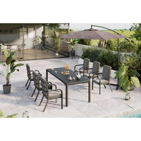 GARTENTISCH 220/74/90 cm Metall, Glas Dunkelgrau rechteckig  - Dunkelgrau, Trend, Glas/Metall (220/74/90cm) - Ambia Garden