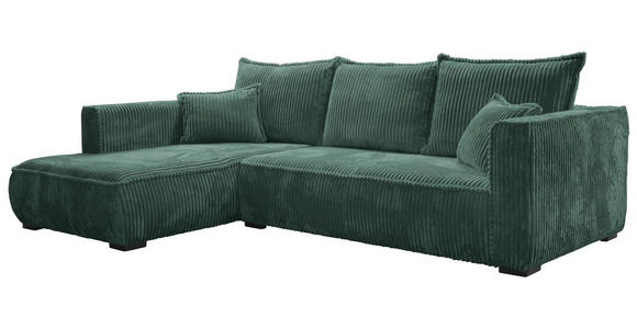 ECKSOFA Dunkelgrün Cord  - Dunkelgrün/Schwarz, MODERN, Holz/Textil (208/322cm) - Carryhome