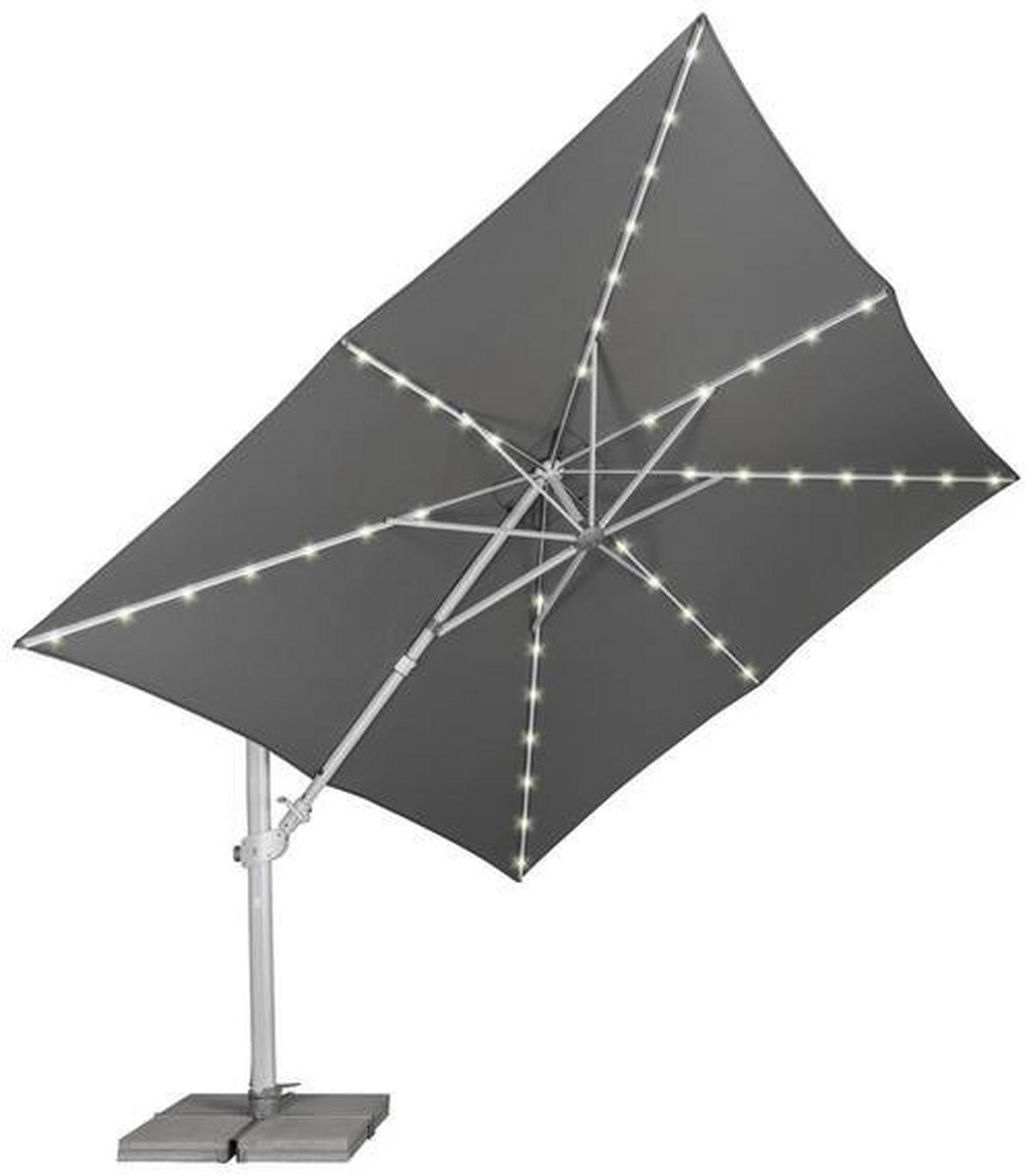 AMPELSCHIRM 300 cm  - Silberfarben/Alufarben, KONVENTIONELL, Textil/Metall (300/300cm) - Glatz