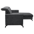 ECKSOFA Grau Cord  - Schwarz/Grau, KONVENTIONELL, Textil/Metall (290/178cm) - Cantus