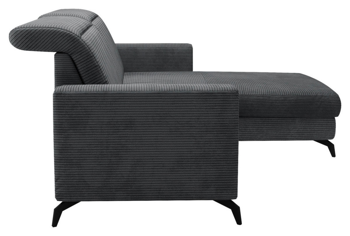 ECKSOFA in Cord Grau  - Schwarz/Grau, Konventionell, Textil/Metall (290/178cm) - Sit & More