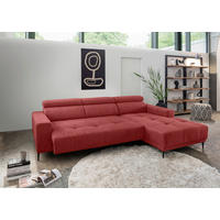 ECKSOFA Rot Chenille  - Rot/Schwarz, KONVENTIONELL, Textil/Metall (276/188cm) - Livetastic