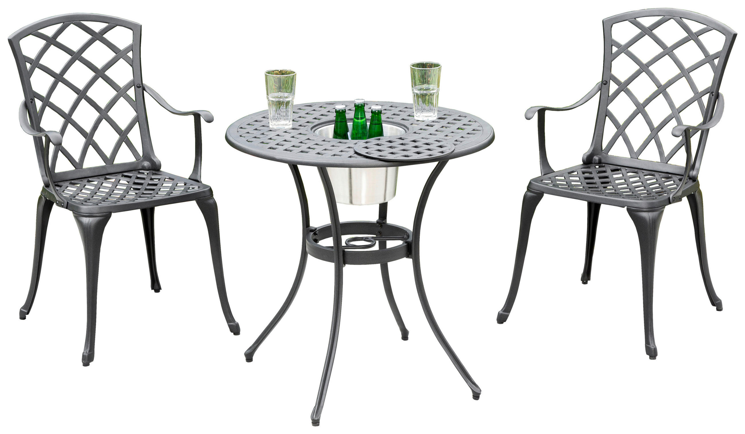 BALKONSET  - Graphitfarben, KONVENTIONELL, Metall - Gardenson