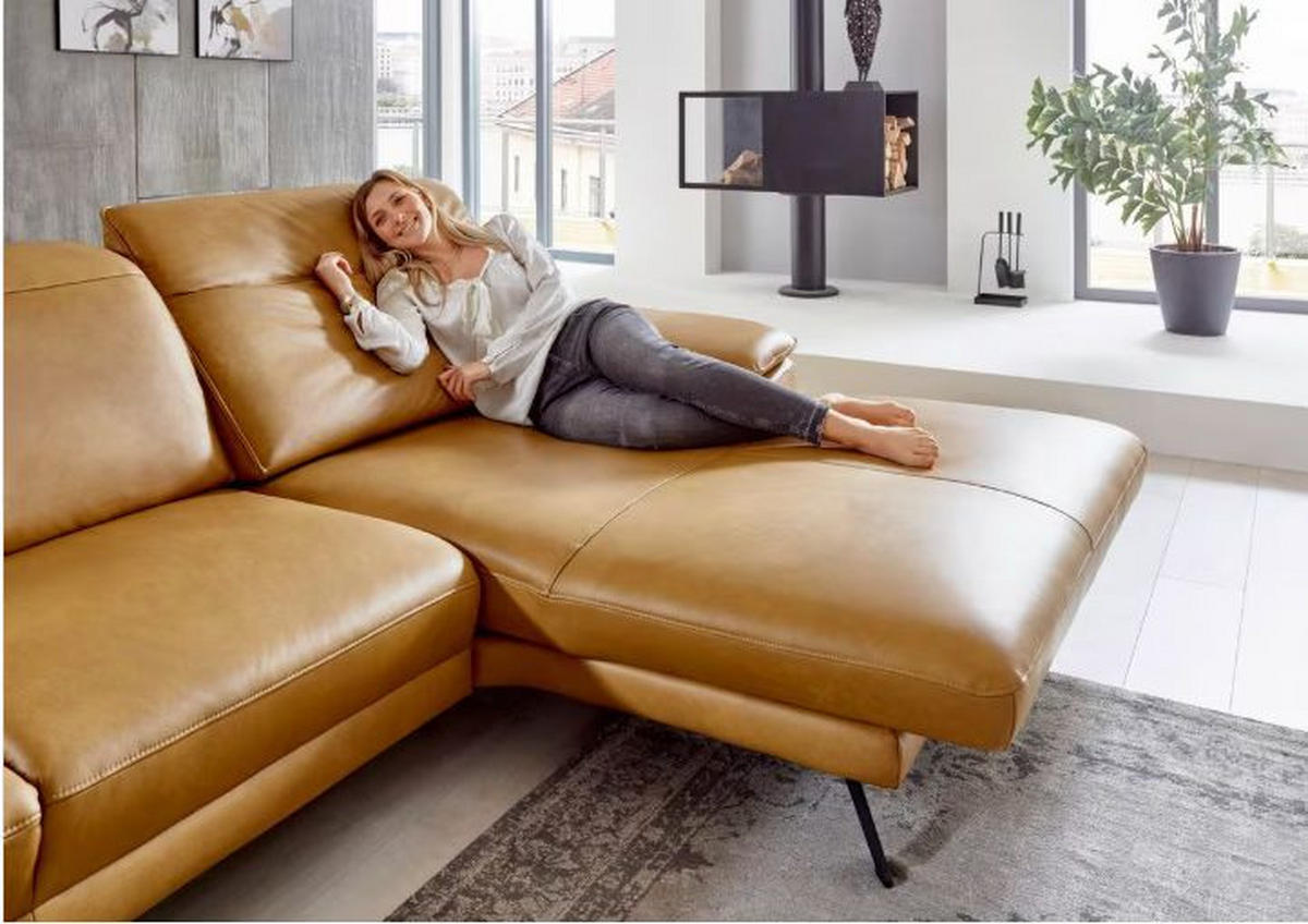 KUTNA GARNITURA koža    - crna, Design, koža/metal (332/229cm) - Beldomo Style