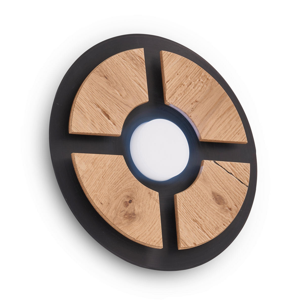 LED-WANDLEUCHTE Rota 26/6,5 cm  - Eichefarben/Schwarz, Natur, Holz/Kunststoff (26/6,5cm) - Grossmann