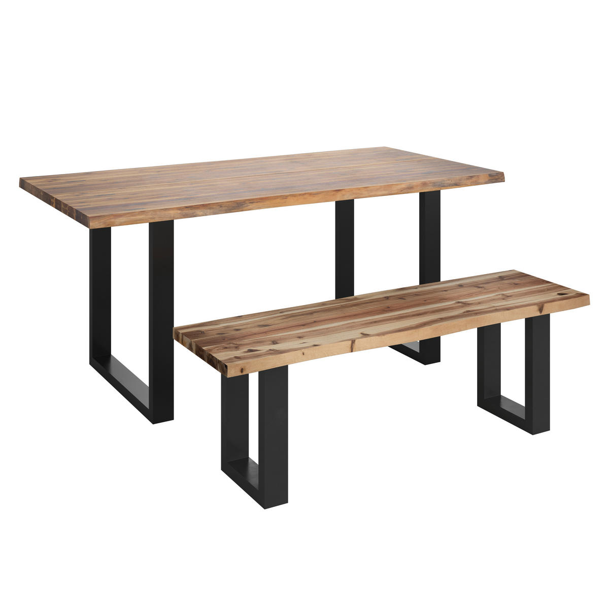GARTENTISCH 140/80/76 cm  - Schwarz/Akaziefarben, KONVENTIONELL, Holz/Metall (140/80/76cm) - Ambia Garden
