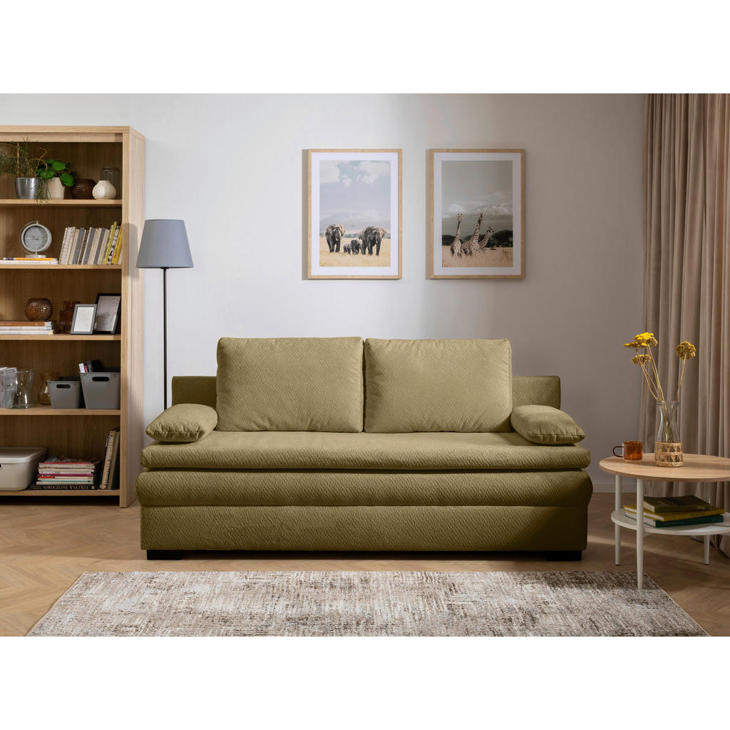Thumbnail - Carryhome Schlafsofa, Olivgrün, Textil, 2-Sitzer, Füllung: Schaumstoff, Silikon,Schaumstoff, Silikon, 195x93x83 cm, Lieg...