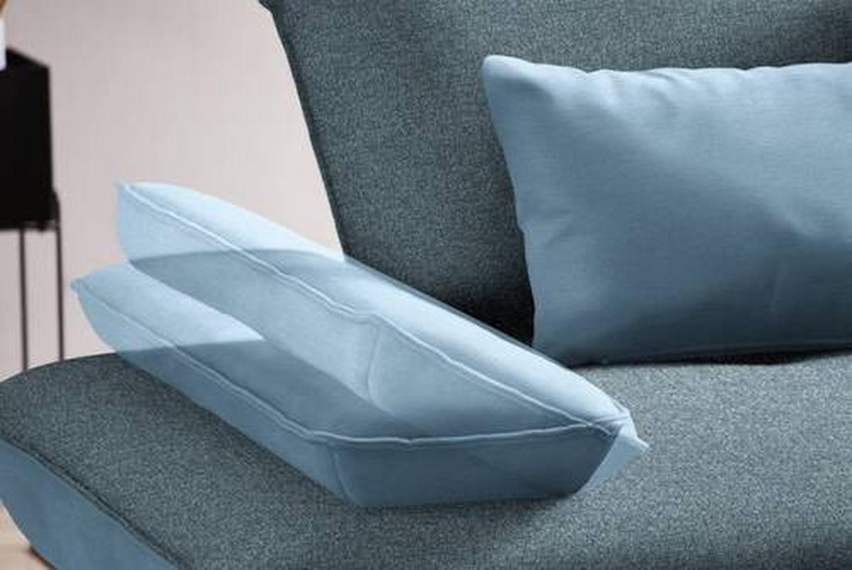 ECKSOFA in Flachgewebe Blau  - Blau/Schwarz, Design, Textil/Metall (250/310cm) - Moderano