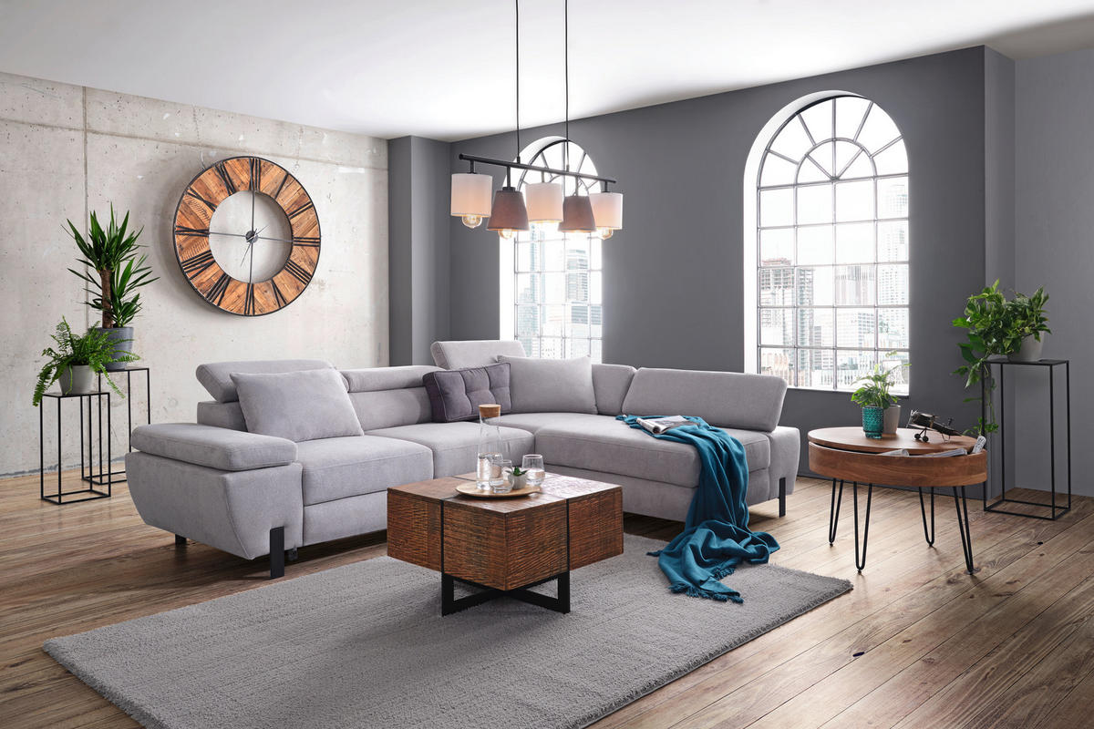 HÖRNSOFFA i vävt tyg grå  - ljusgrå/svart, Modern, metall/trämaterial (277/189cm) - MID.YOU