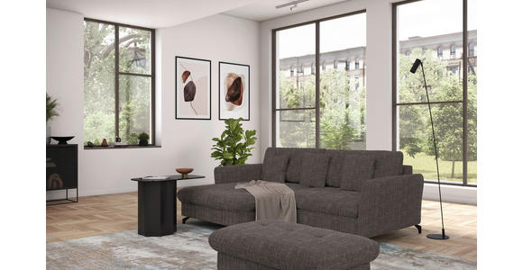 ECKSOFA in Flachgewebe, Leinenoptik Braun  - Schwarz/Braun, Design, Textil/Metall (170/242cm) - Xora