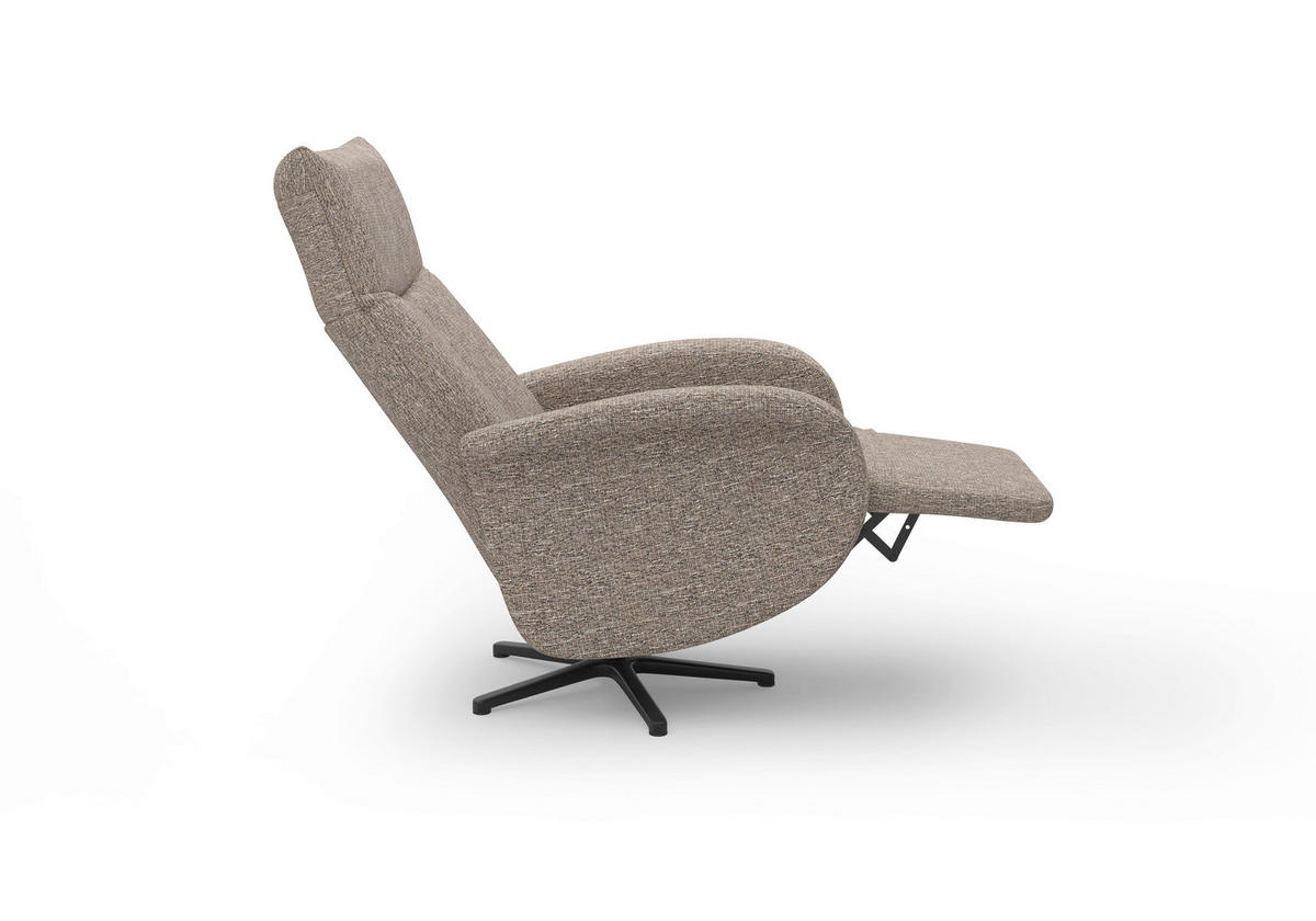 RELAXSESSEL GLENDALE E Chenille Kopfteilverstellung, Rücken echt    - Schwarz/Cappuccino, KONVENTIONELL, Textil/Metall (75/112/82cm) - Sit & More