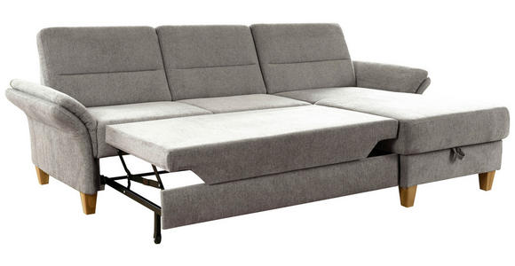 ECKSOFA inkl. Funktion Graubraun Flachgewebe  - Eichefarben/Graubraun, KONVENTIONELL, Holz/Textil (252/162cm) - Cantus