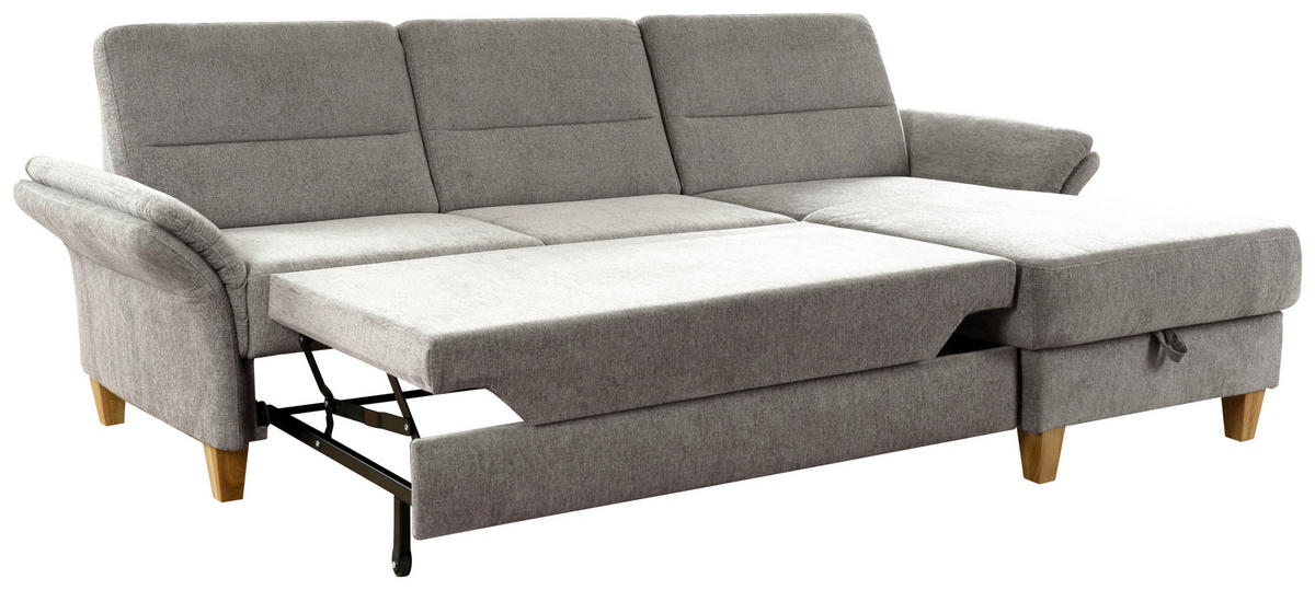 ECKSOFA in Flachgewebe Graubraun  - Eichefarben/Graubraun, Konventionell, Holz/Textil (252/162cm) - Sit & More