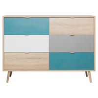 KOMODA, siva, bela, barve hrasta, barve petroleja  - barve petroleja/siva, Trend, leseni material (120/85/40cm) - MID.YOU