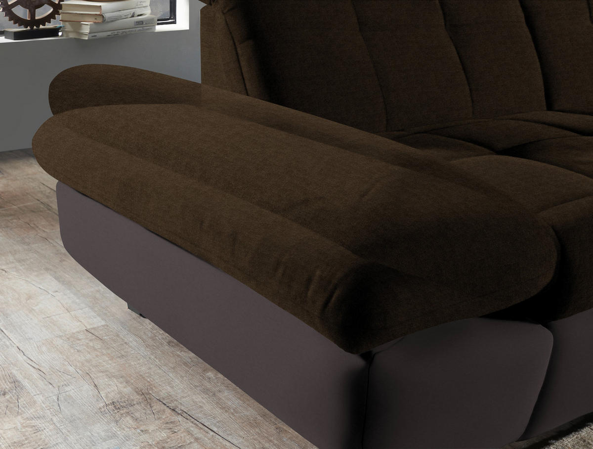 ECKSOFA in Mikrofaser Braun  204/341 cm  - Schwarz/Braun, Design, Textil/Metall (204/341cm) - Xora
