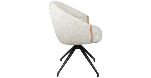 ARMLEHNSTUHL  Sitzfläche 360° drehbar, automatische Rückholfunktion Leinenoptik  - Beige/Schwarz, Design, Holz/Textil (61/84/62cm) - Valnatura