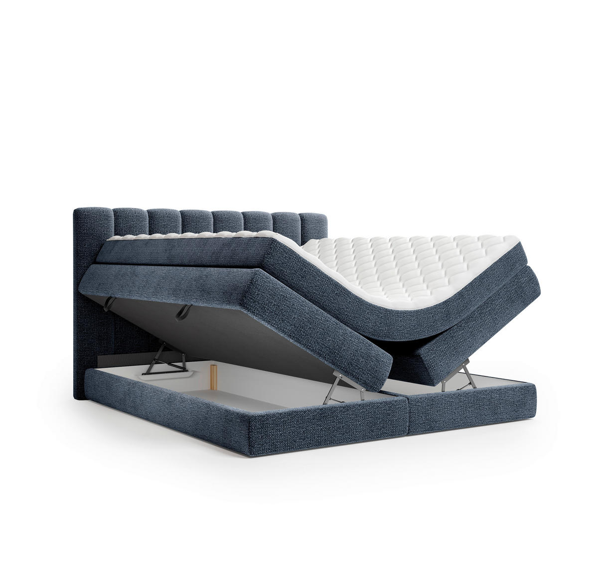 BOXSPRINGBETT 160/200 cm,  in Dunkelblau, Bettkasten, Matratzen, H3 + H4 = fest + sehr fest  - Schwarz/Dunkelblau, KONVENTIONELL, Kunststoff/Textil (160/200cm) - Carryhome