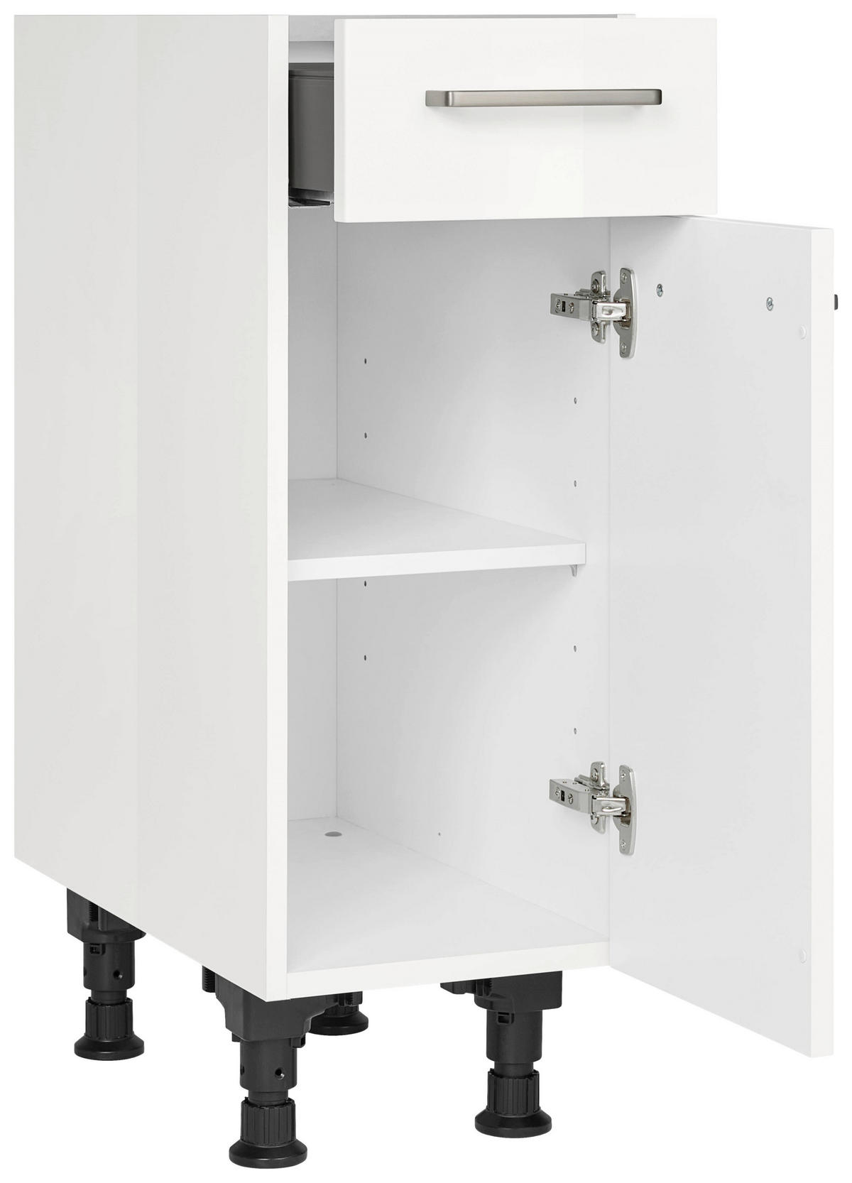 SCHUBKASTENUNTERSCHRANK 30/87/56 cm  in Weiß Hochglanz  - Edelstahlfarben/Weiß Hochglanz, MODERN, Holzwerkstoff/Metall (30/87/56cm) - Nobilia