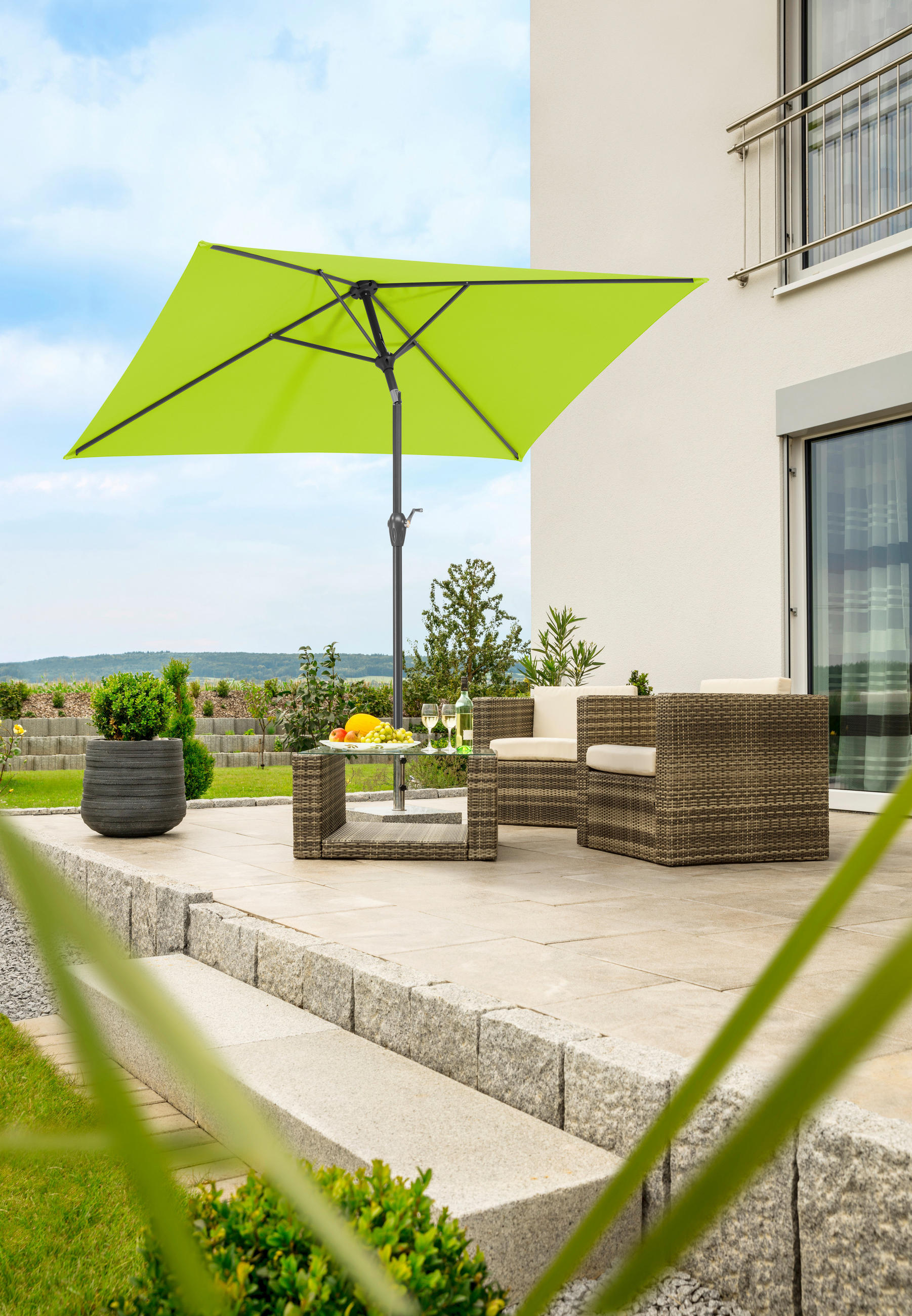 SONNENSCHIRM 210 cm Hellgrün  - Anthrazit/Hellgrün, Basics, Textil/Metall (210/228/130cm) - Schneider