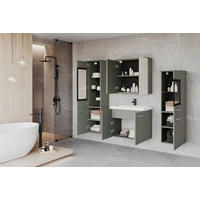 BADEZIMMER 5-teilig  in  - Weiss/Grün, Lifestyle, Glas/Keramik (120,4/131,5/30,2cm) - P & B