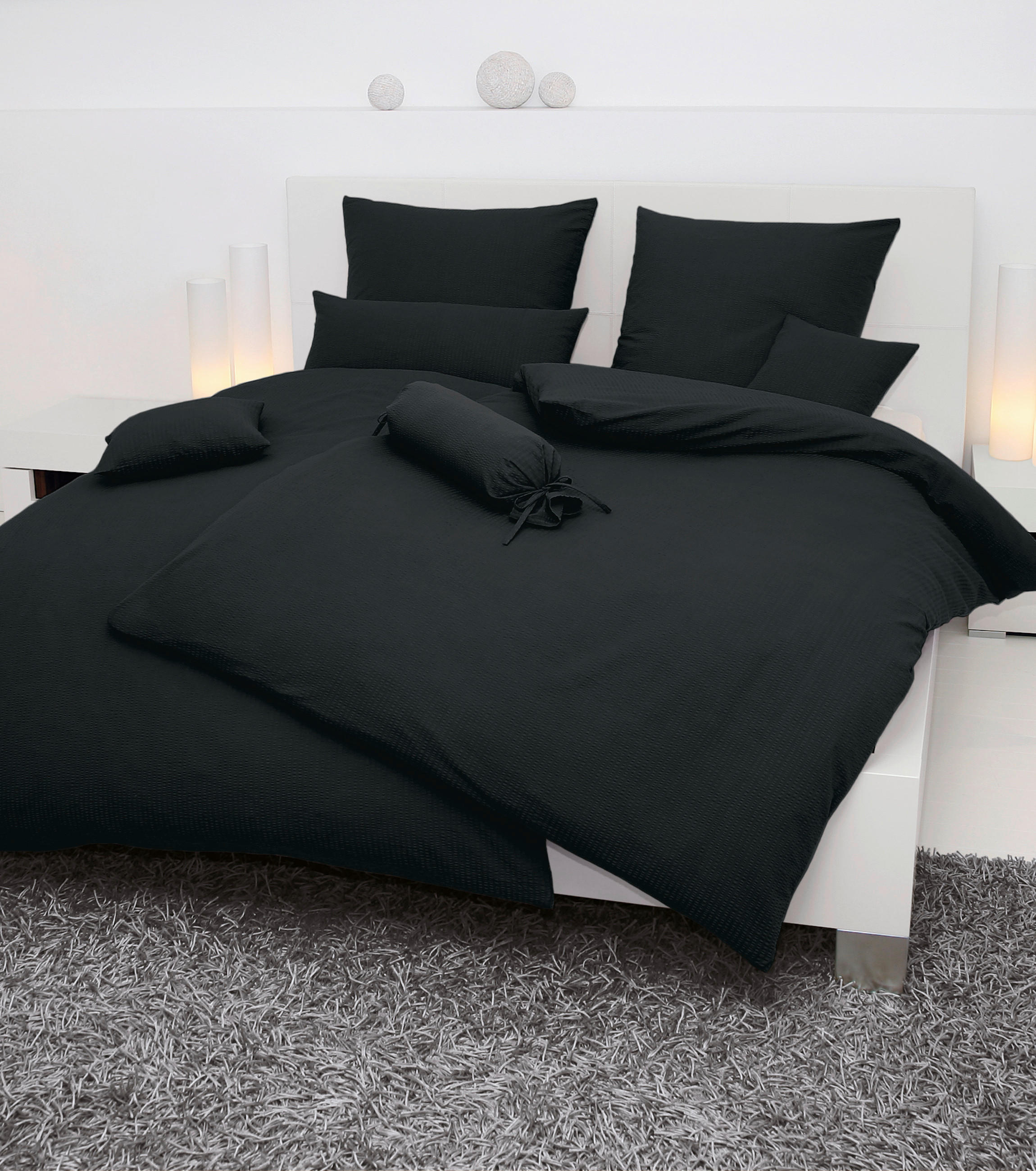 BETTWÄSCHE Seersucker 135/200 cm  - Schwarz, Basics, Textil (135/200cm) - Janine