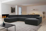 WOHNLANDSCHAFT Dunkelgrau Mikrofaser  - Dunkelgrau/Schwarz, Design, Kunststoff/Textil (228/359/175cm) - MID.YOU