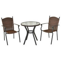 GARTENSET 3-teilig Aluminium 3-teilig  - Graphitfarben/Braun, MODERN, Kunststoff/Metall - Gardenson