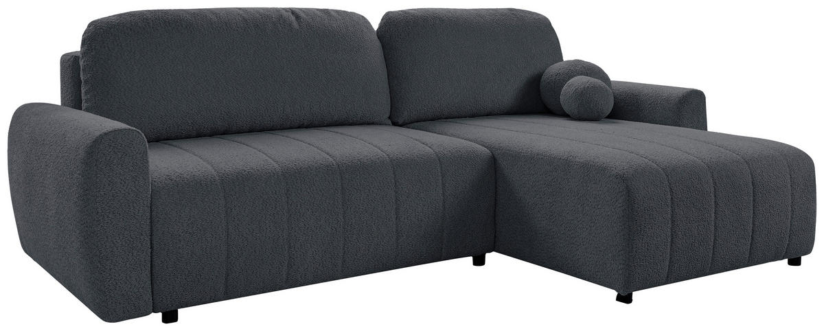 ECKSOFA LUNA Grau Struktur, Bouclé  - Schwarz/Grau, Design, Kunststoff/Textil (260cm) - Livetastic
