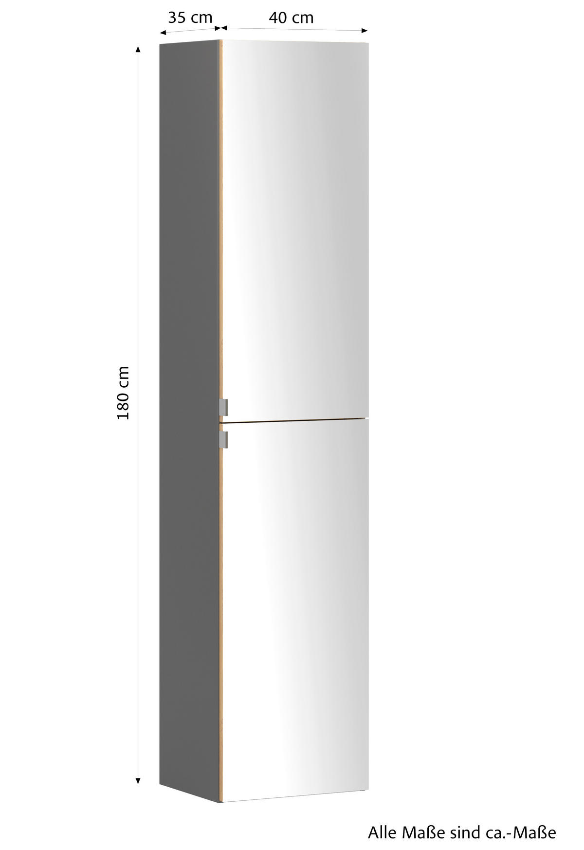 SPIEGELSCHRANK 40/180/35 cm  - Wildeiche/Edelstahlfarben, Trend, Holzwerkstoff/Metall (40/180/35cm) - Held