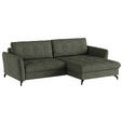 ECKSOFA in Flachgewebe, Leinenoptik Grün  - Schwarz/Grün, Design, Textil/Metall (242/170cm) - Xora