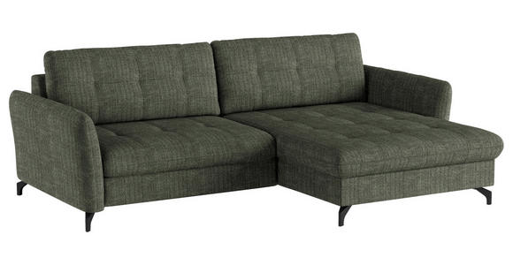 ECKSOFA in Flachgewebe, Leinenoptik Grün  - Schwarz/Grün, Design, Textil/Metall (242/170cm) - Xora