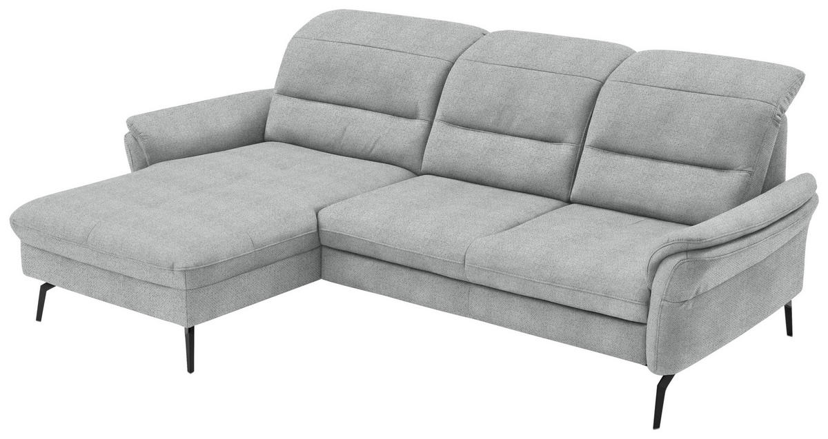 ECKSOFA in Flachgewebe Zinkfarben  181/260 cm  - Zinkfarben/Schwarz, KONVENTIONELL, Textil/Metall (181/260cm) - Beldomo Speed