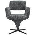 ARMLEHNSTUHL  Stoffauswahl, Sitzfläche 360° drehbar, automatische Rückholfunktion Mikrofaser  - Schwarz/Grau, Design, Textil/Metall (61/84/63cm) - Novel
