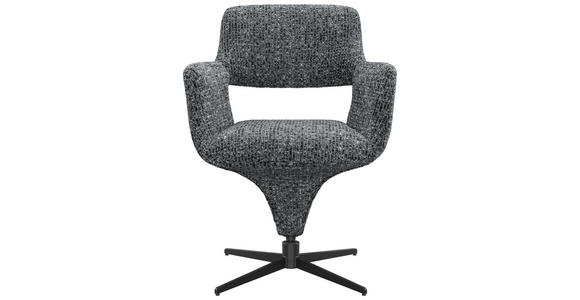 ARMLEHNSTUHL  Stoffauswahl, Sitzfläche 360° drehbar, automatische Rückholfunktion Mikrofaser  - Schwarz/Grau, Design, Textil/Metall (61/84/63cm) - Novel